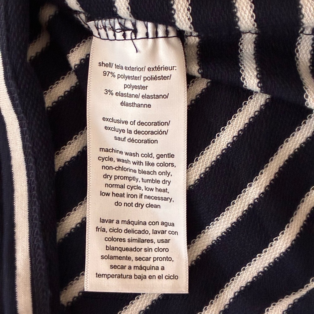 Nautica Jeans | Navy and white striped cotton collared v-neck tiered midi dress - Picture 14 of 14
